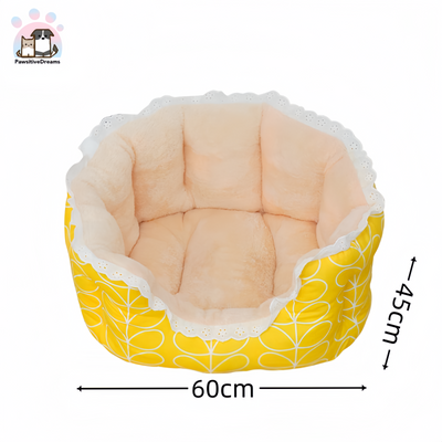 Seasonal Yellow Leaf Rectangular Bolster Cat & Dog Beds - Pawsitive Dreams