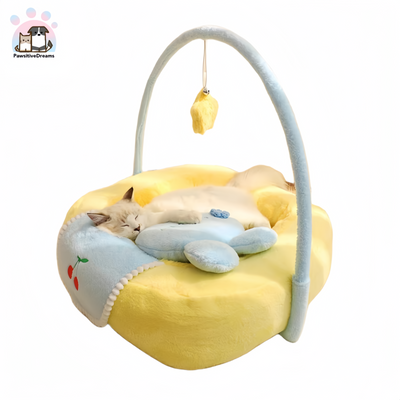 Hoopet Winter Warmth Semi-Enclosed Pet Bed With Rabbit Pillow - Pawsitive Dreams