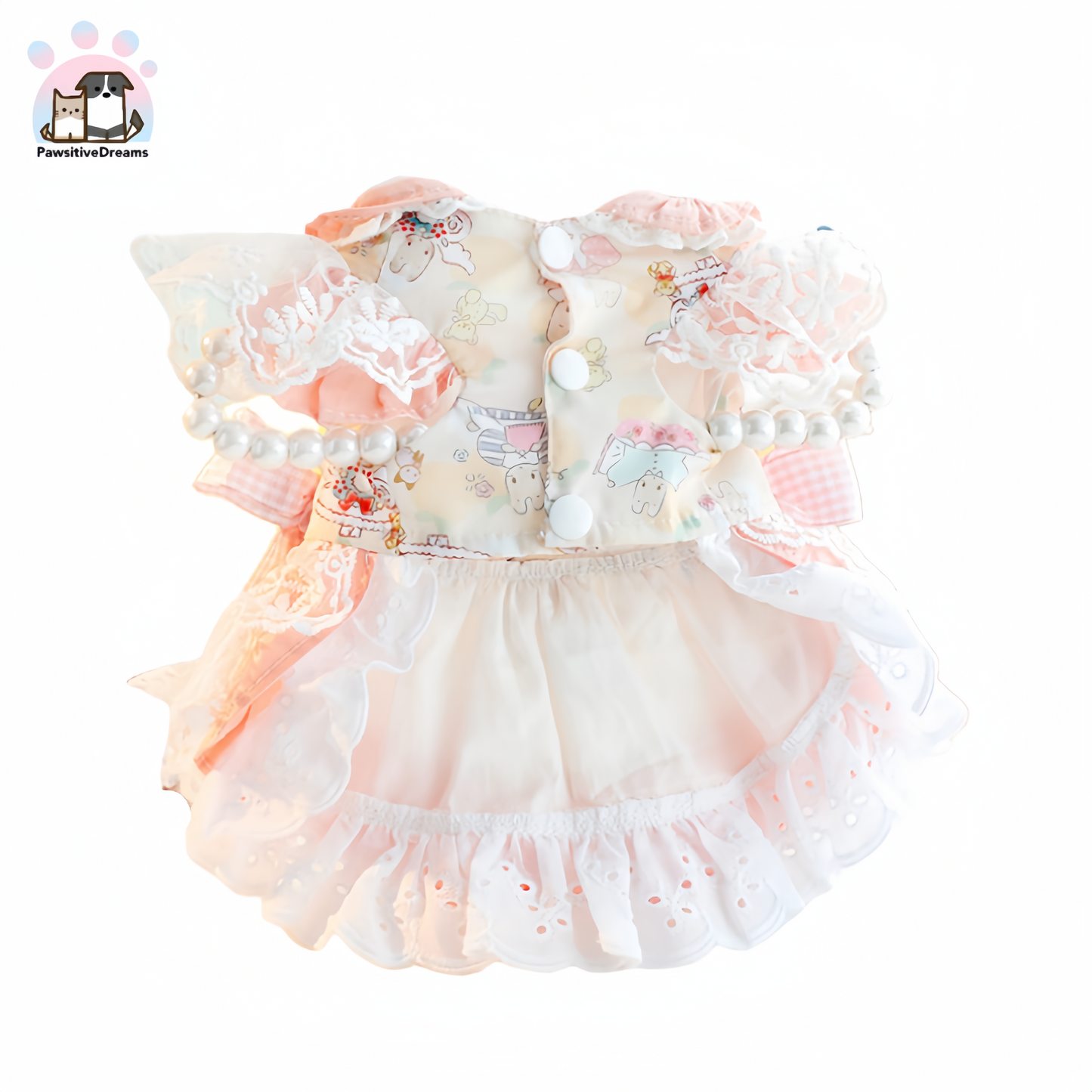 Accope Sugar Pink Bear Lolita Dress For Cat & Small Dog - Pawsitive Dreams