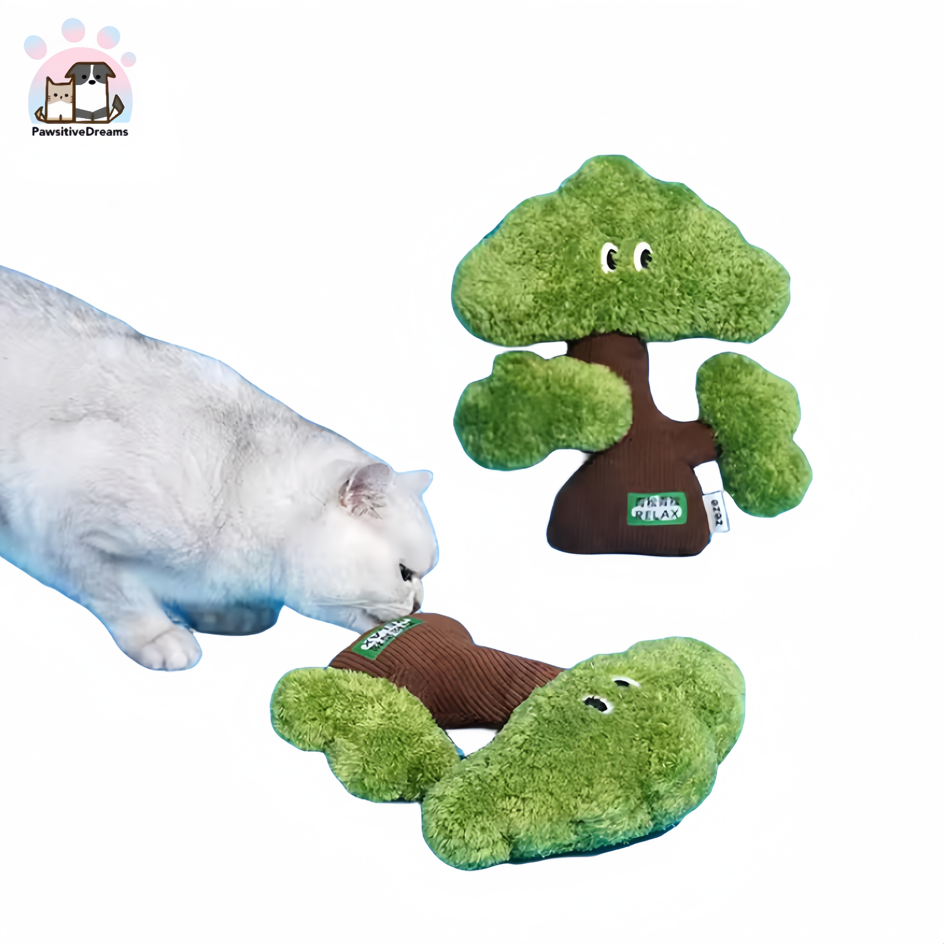 ZEZE Pine Shape Cat Toy Pillow With Catnip, Self-Entertaining Boredom Relief for Cats - Pawsitive Dreams