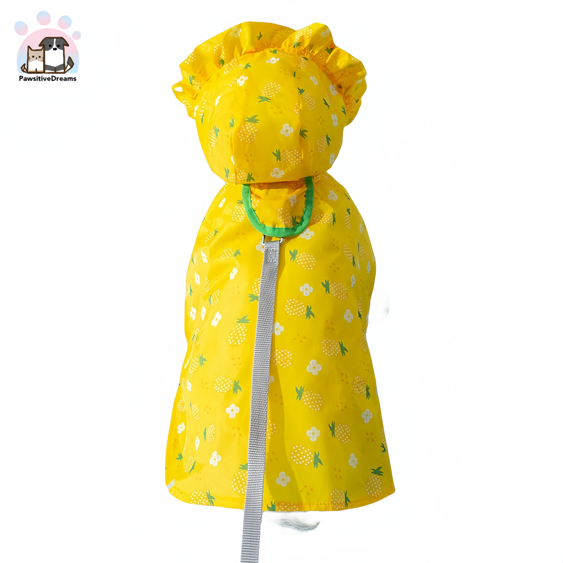 Fruit Theme Waterproof Pet Raincoat With Leash Ring, Full Coverage Four-Legged Poncho - Pawsitive Dreams