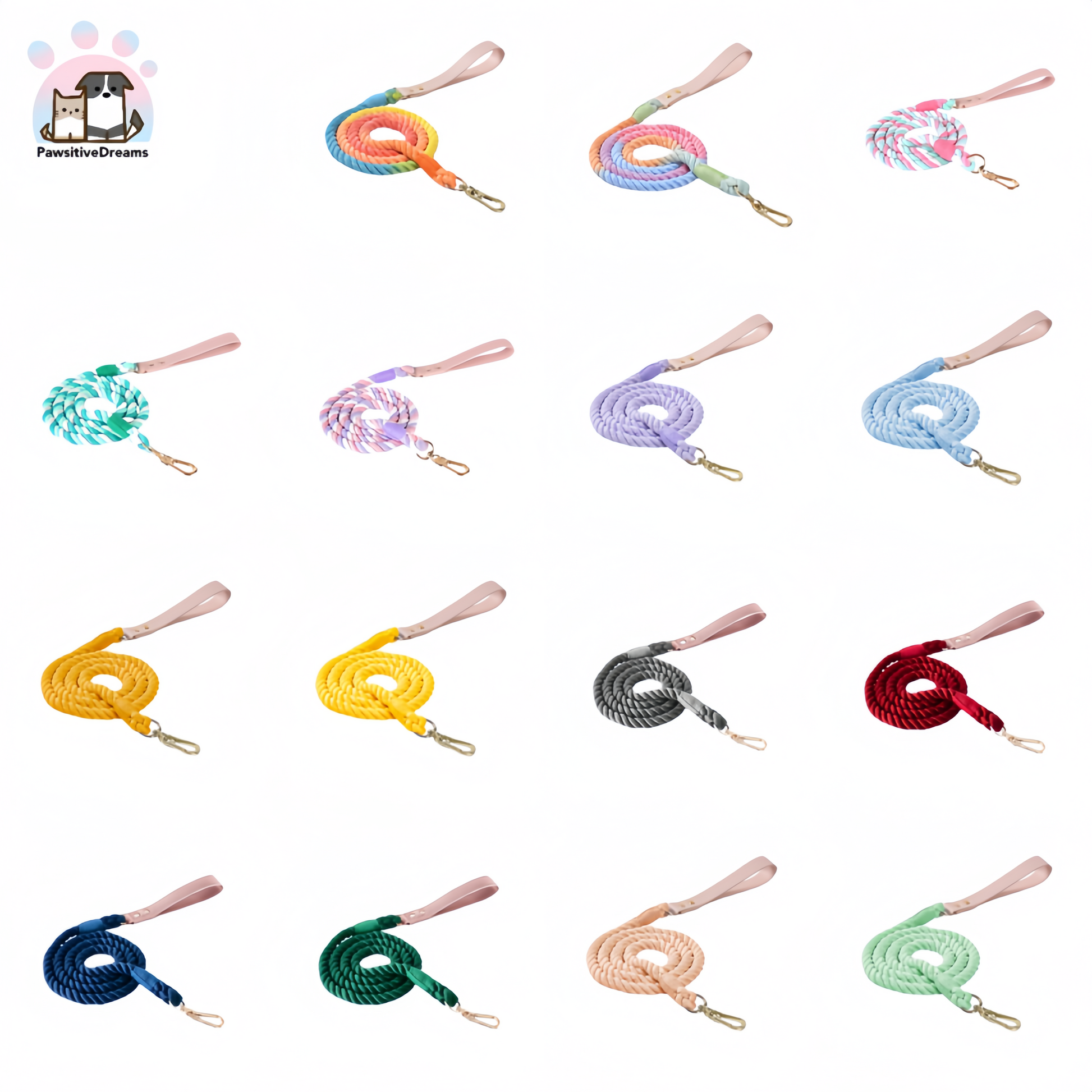 Loudik Handmade Macaron Color Cotton Rope Cat and Dog Leash - Pawsitive Dreams