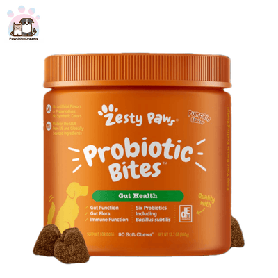 Zesty Paws Probiotic Bites™ Soft Chews, Digestive Probiotics for Gut Flora & Immune Support, Functional Dog Supplement - Pawsitive Dreams