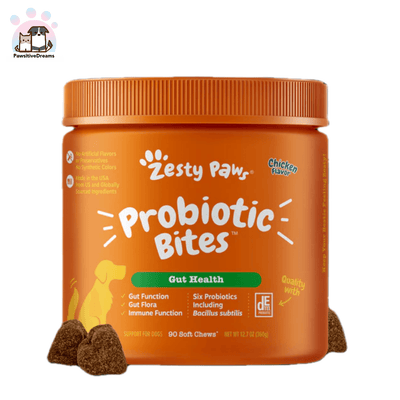 Zesty Paws Probiotic Bites™ Soft Chews, Digestive Probiotics for Gut Flora & Immune Support, Functional Dog Supplement - Pawsitive Dreams