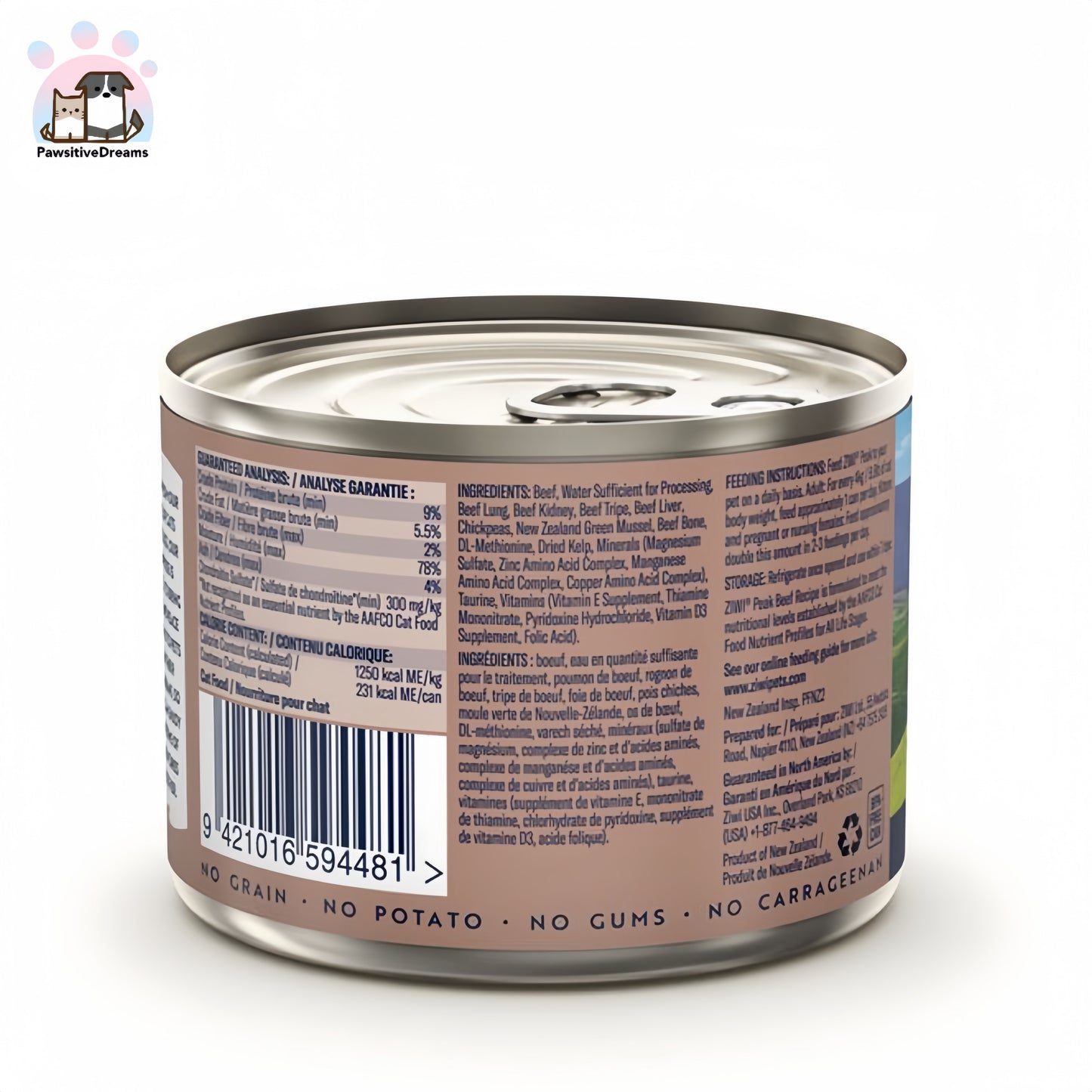 Ziwi Peak Canned Cat Food All Natural, High Protein, Grain Free, Limited Ingredient