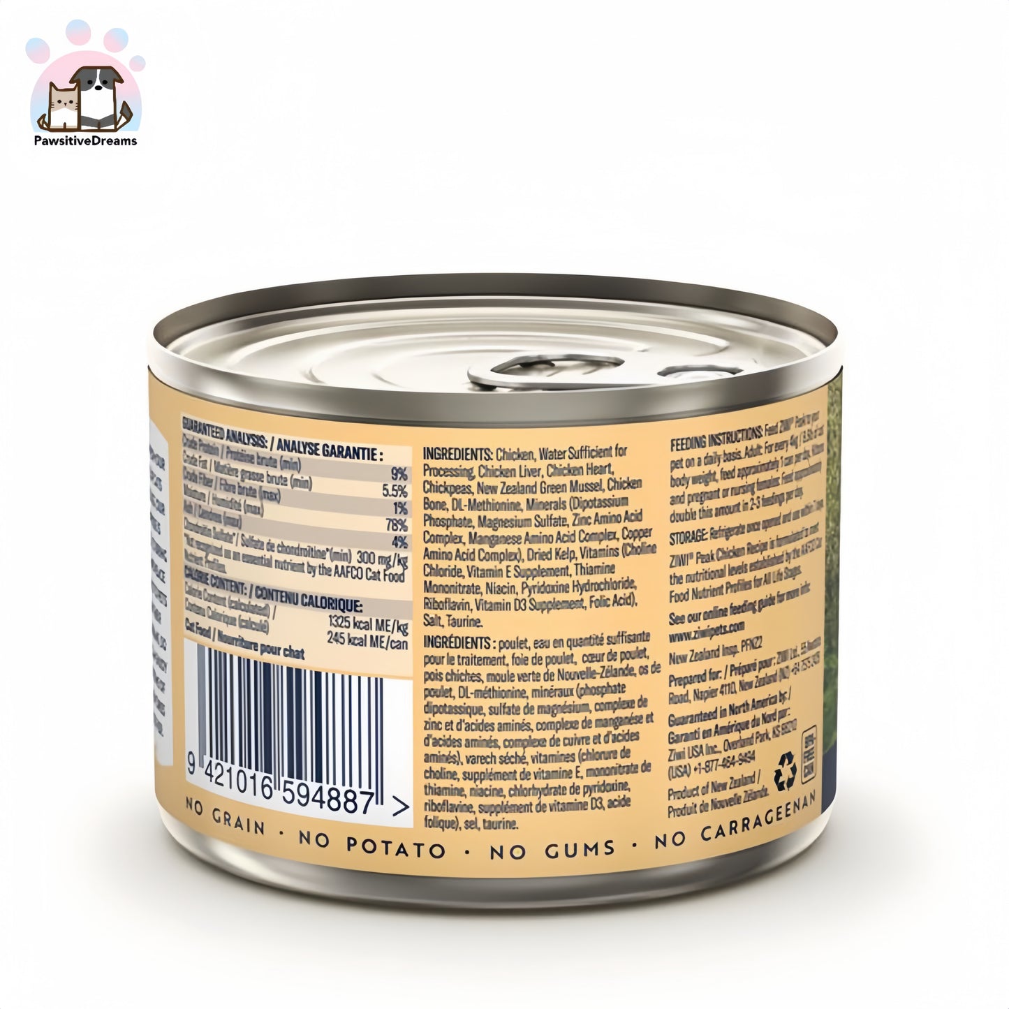 Ziwi Peak Canned Cat Food All Natural, High Protein, Grain Free, Limited Ingredient