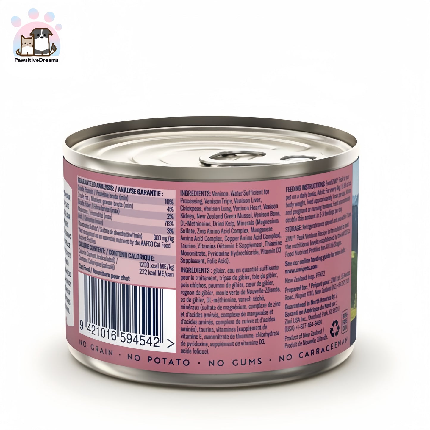 Ziwi Peak Canned Cat Food All Natural, High Protein, Grain Free, Limited Ingredient