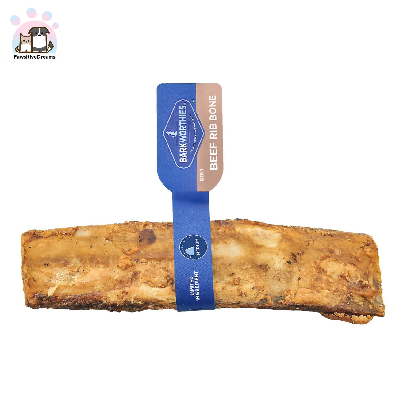 Barkworthies Beef Rib Bone Dog Treat, Hard Strength Chews - Pawsitive Dreams