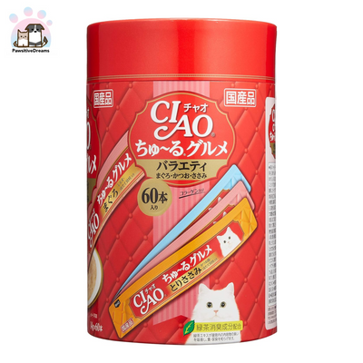 Ciao Churu Lickable Seafood Flavor, Green Tea Deodorizing Ingredients Treat For Cat - Pawsitive Dreams