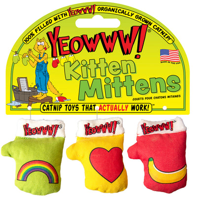 Catnip Kitten Mittens Cat Toy, 3 count