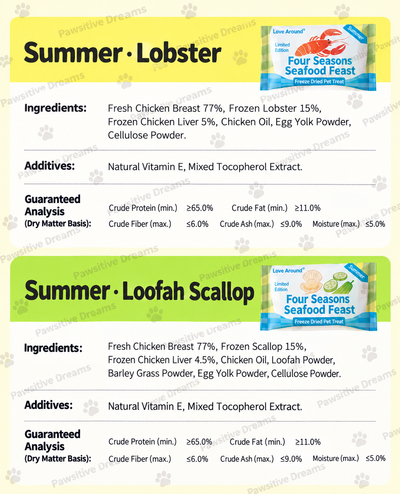 Love Around Four Seasons Fresh Freeze-Dried Cat Treats – Crayfish, Scallop & Loofah