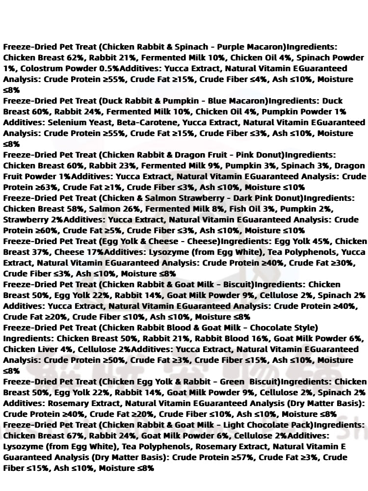 9 Diifferent Flavor Freeze-Dried Treat For Dog and Cat Individual Small Pack